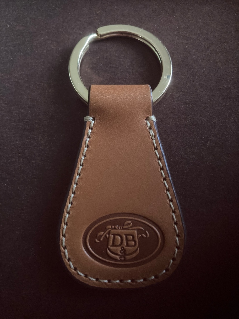 Dooney & Bourke Embossed Tan Leather Key & Card Holder Keyring